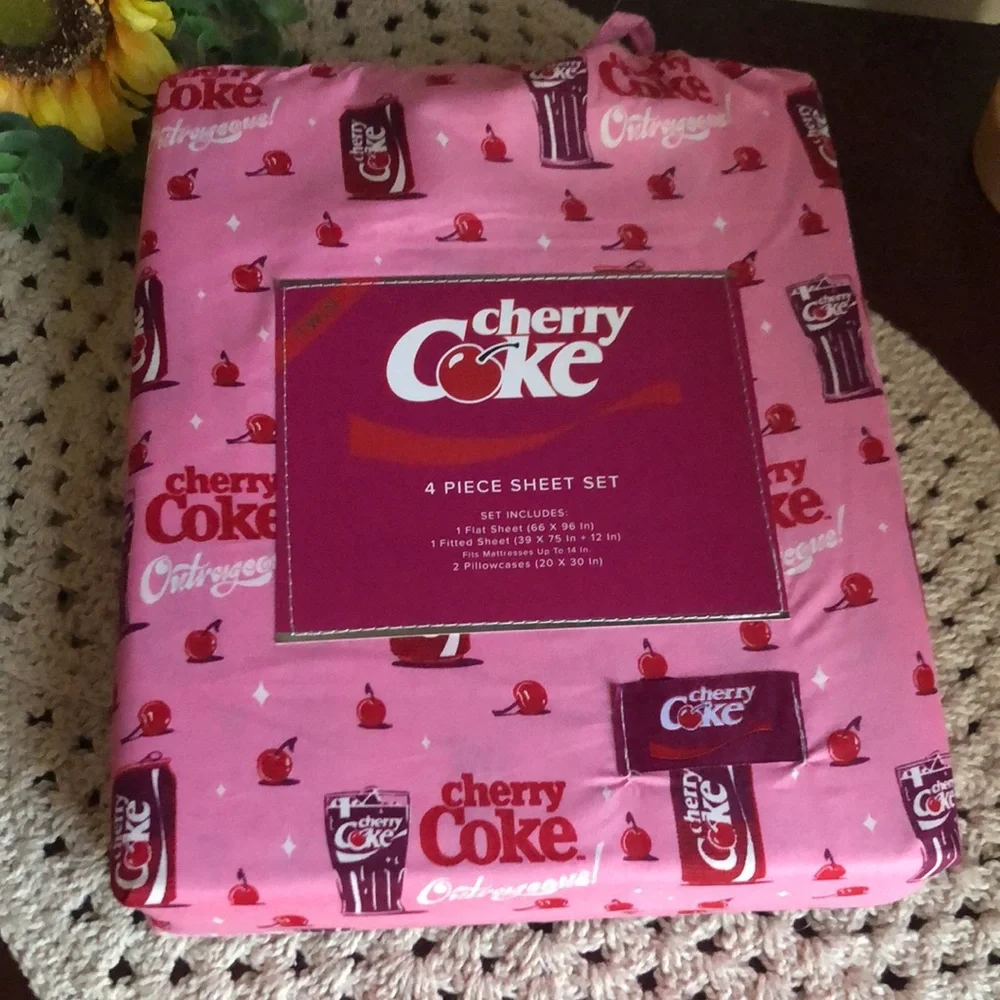 Cherry Coke Pink 4-Piece TWIN Sheet Set